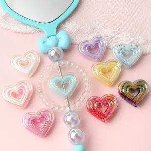 싼비즈 [6644-02]아크릴비즈 볼펜꾸미기 볼꾸재료 오로라라인하트 23x20mm ,1개