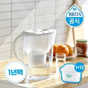 브리타 정수기 마렐라XL 3.5L 화이트 1년팩 ( 기본필터 1입 + 추가필터 12개입)