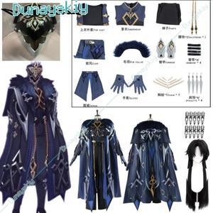 게임 원신 임팩트 II 카피타노 코스프레 캡틴 케이프 성인 유니폼 로브 가발, 맞춤형 손톱 할로윈 복장