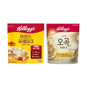 [베스트픽] 켈로그 대용량 후레이크(아몬드 후레이크 1200g, 1개+오곡 후레이크 1200g, 1개)