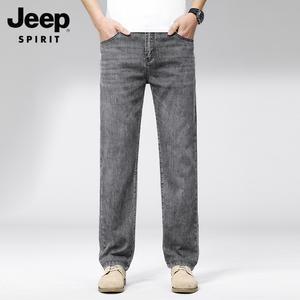 JEEP SPIRIT 2025년 남성 워싱 청바지 여름 루즈핏 캐주얼 데님 팬츠