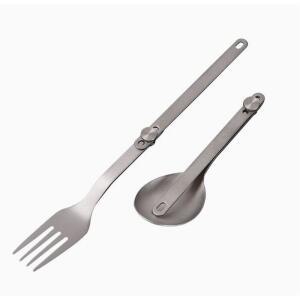 접이식 티타늄 스푼 백패킹 포크 저녁 야외 커피