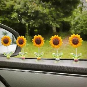 귀여운 해바라기 미니 자동차 대시보드 장식 소품 인 (WFHLWHT)