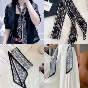 LnD 롱 타이 스카프 6.5x140 실크 봄 가을 데일리 헤어끈 머리띠 허리띠 사계절