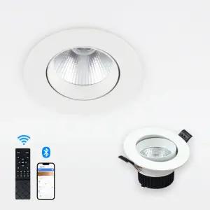 LED loT 초이스 타공75mm(3인치) 10W 다운라이트 움푹 매입등 삼색변환 각도조절 블루투스 원격제어 밝기조절