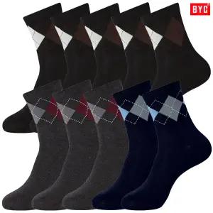 BYC봉제선최소화아가일패턴중목신사양말10켤레 SMS1191
