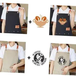 로고 앞치마 디자인 제작 바리스타 카페 앞치마 캔버스 방수 여성 주방 레스토랑 어린이 미용실 유니폼 미