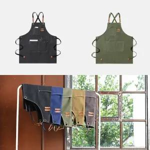 캔버스 전문가 앞치마 데님 바리스타 화방 공방/청/작업용/업소용/미술용/식당/작업/남자/미용사/H형