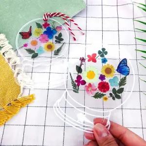 누름꽃 압화 투명 스티커 책갈피 만들기 - 파랑나비 B세트