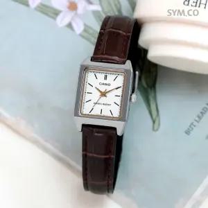 카시오 LTP-V007L-7E2 빈티지 심플 스퀘어 데일리 여자 가죽 시계 c