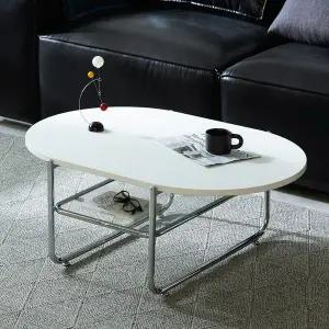 인터데코 감각적인 화이트 스틸 쇼파테이블 90cm (타원) TP1114