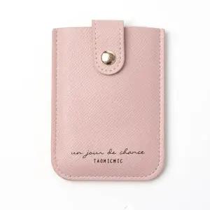 팝업 슬라이드 카드지갑 핑크 슬라이딩 포켓지갑 인조가죽지갑 미니지갑 교통카드지갑