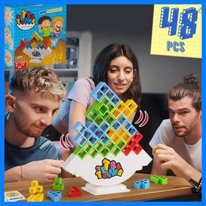 48개 테트라 타워밸런스 스태킹 빌딩 블록 보드 게임 어린이 성인 친구 팀 기숙사 가족 재미있는 밤파티 게