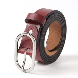 레아 여성 소가죽 벨트(레드) 핀버클 청바지벨트