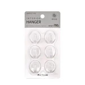 AndHouse 투명 클리어 타원행거(6P) 후크 고리 걸이 벽걸이 벽면고리 벽면행거