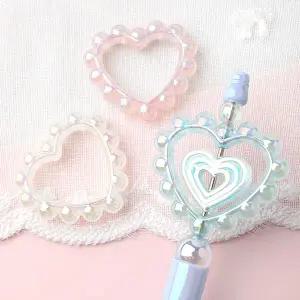 비즈아이 [6716-07]아크릴비즈 볼펜꾸미기 볼꾸재료 밀키오로라공간볼 하트 42.5x38.5mm ,1개