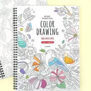 쉬운 컬러링 드로잉북 힐링 2P 성인 도안 색칠놀이