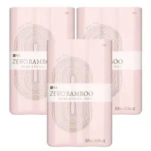 휴홈 글루프리 PFAS프리 제로 대나무 화장지 30m 30롤 3팩