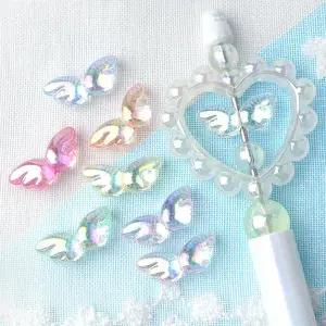 싼비즈 [6718-09]아크릴비즈 볼펜꾸미기 볼꾸재료 오로라투명천사날개 22x9mm 랜덤발송 ,1개