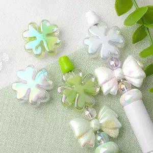 싼비즈 [6717-20]아크릴비즈 볼펜꾸미기 볼꾸재료 오로라네잎클로버 25mm ,1개