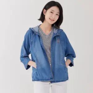 [지센] 데님 후드 레글런 코트 LCCAP331_BL