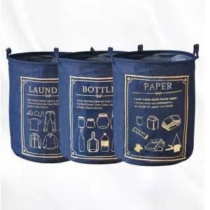 접이식 방수데님 재활용 분리 수거함 빨래 바구니 햄퍼/수거대/세트/종량제/쓰레기/봉투/거치대/걸이/정리