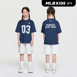 [MLB키즈](공식)26SS 스포티브 바시티 숫자 아트웍 티셔츠세트 NY (Navy) 7AS1V0263-50NYS