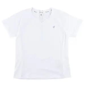 르꼬끄 슬림핏 여성 메쉬 배색 브이넥 반팔티 QQ122TRS32 WHT