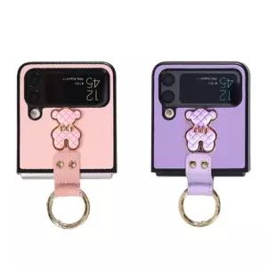 [모두모아]갤럭시Z플립4/3 퀼팅 베어 썸데이 골드링 범퍼 케이스 제트플립3케이스 제트플립4링케이스 삼성