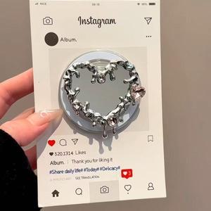 럭셔리 하트 나비 거울 마그세이프 마그네틱 폰 그립톡 스탠드 아이폰용 접이식 무선 충전 홀더