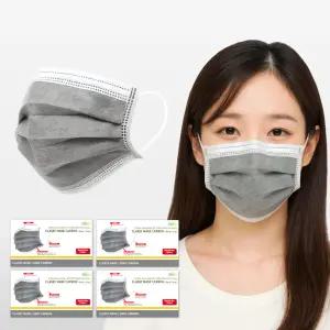 200매 일회용 활성탄 부직포마스크 차콜 그레이 4중필터 위생마스크 대형 성인용 숨쉬기편한
