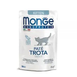 몬지 고양이 습식 파우치 사료 모노프로틴 그레인프리 파테 키튼 송어 85g 1개 MNA