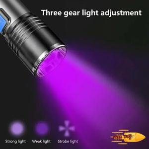 미니 395nm UV 손전등 블랙 라이트 Zoomable USB 충전식 자외선 애완 동물 소변 감지기 수지 경화 용 자외