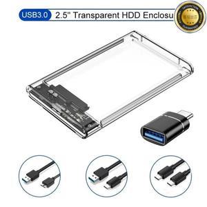 투명 HDD 케이스 인클로저 2.5인치 SSD SATA to USB 3.0 Type-C 어댑터 휴대용 외장 하드 드라이브 박스 공