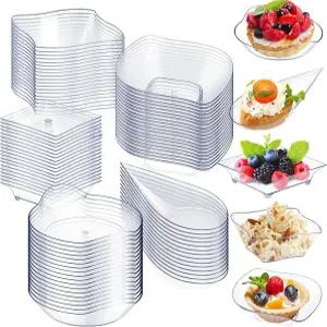 테스코 포 유 100개 미니 애피타이저 접시 세트 일회용 디저트 모듬 모양 결혼식 파티 생일용 플라스틱