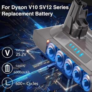 다이슨 V6/V7/V8/V10 시리즈용 6.0Ah/8.0Ah 교체용 배터리 - SV12/DC62/SV11/SV10 휴대용 진공청소기와 호