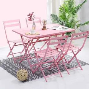 발코니 접이식 테이블 테이블 활용 인테리어 의자 카페 핑크