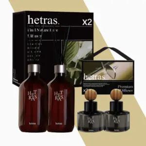 헤트라스 프리미엄 디퓨저 호텔우드향 500ml 2개 + 차량용 디퓨저 77ml 2개