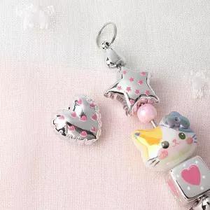 싼비즈 [6719-09]아크릴비즈 볼펜꾸미기 볼꾸재료 풍선별 풍선하트 메탈도금 ,1개