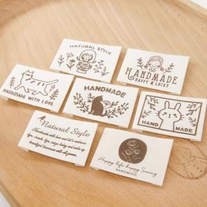 30개 천 라벨 수제 접이식 태그 양 하트 패턴 니트 모자용 프린트 면직물