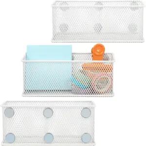 이지프레시 마그네틱 펜슬 홀더 3종 세트 - 강력한 자석이 있는 와이어 메시 수납 바구니 정리함