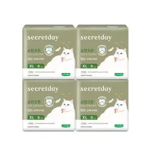 시크릿데이 순한코튼 오가닉린넨 입는 오버나이트 통기성업 특대형(XL) 6개입 4팩