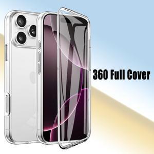 아이폰 17 에어 16E 15 14 13 12 11 Pro Max Plus용  전신 앞뒤 투명 보호 폰 케이스 PCTPU 범퍼 커버