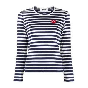 하트 패치 자수 스트라이프 티셔츠 AXT010D 1