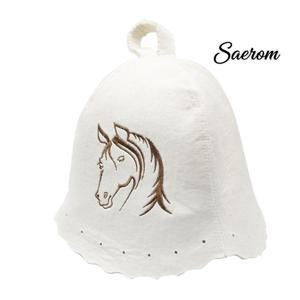 순수 울 펠트 사우나 모자 러시아 반야 잎 패턴 샤워용