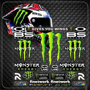 야마하 혼다 스즈키 가와사키 BMW용 반사형 몬스터 에너지 스티커 로고 오토바이 헬멧 데칼
