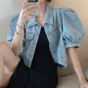 반팔청자켓 여름 데님재킷 여성 크롭 숏 썸머 점퍼
