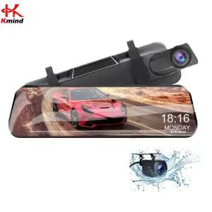 무선미러링 2K 10인치 대시캠 DVR 차량 전후방 듀얼 카메라 미러 레코더 HD 비디오 야간 시야 WiFi 주차 모