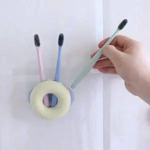 도넛 모양 흡착식 칫솔꽂이 4구 4인 칫솔홀더