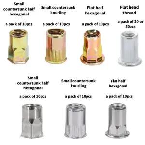 팝너트 M3m4m5m6m8m10m12 스틸알루미늄아연 플랫 카운터싱크 헤드 리벳 인서트 너트 캡